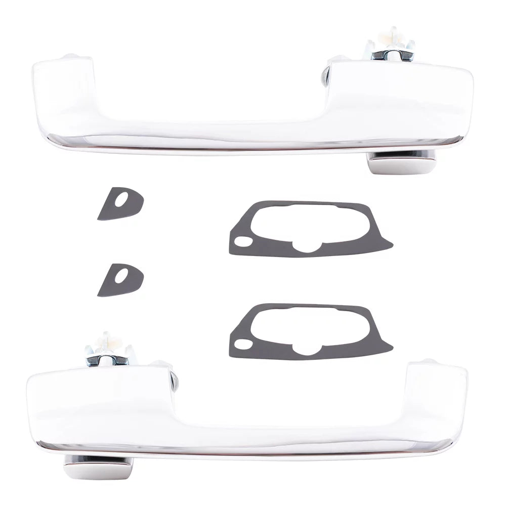 Brock Replacement Pair Set Outside Exterior Front Rear Chrome Door Handles Fitting with Pickup Truck SUV Van 55075649 55075648