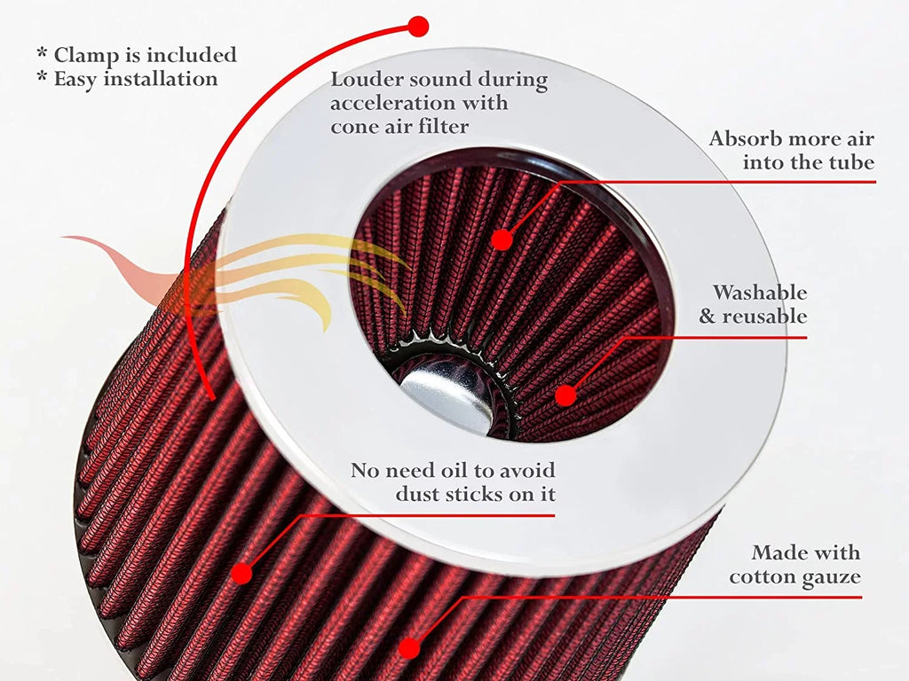 Rtunes Racing Short Ram Air Intake Kit + Filter Combo RED Matching For 02-07 Mitsubishi Lancer 2.0L