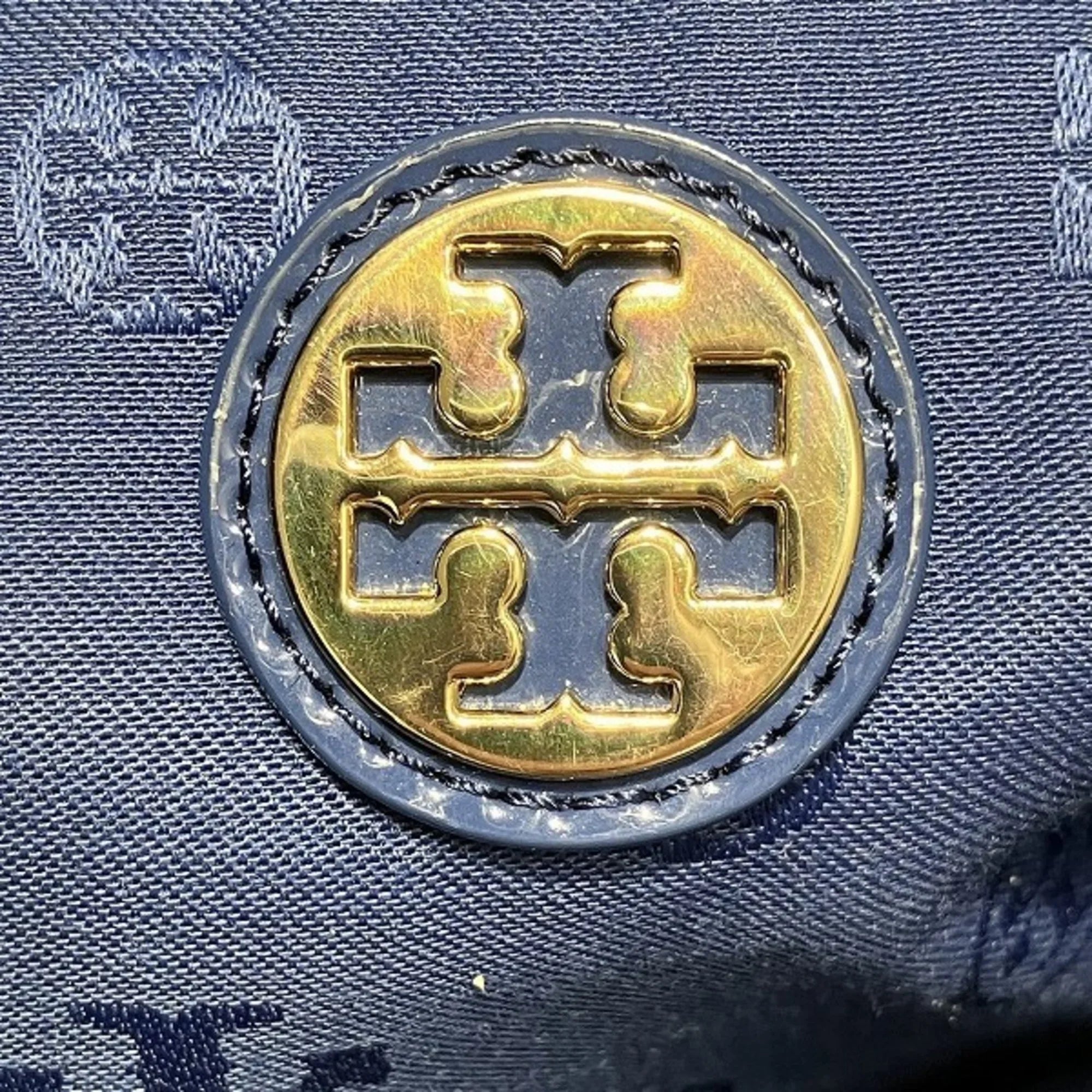 Pre-Owned Tory Burch Nylon Canvas x Patent Leather Navy Bag Tote Women's (Good)