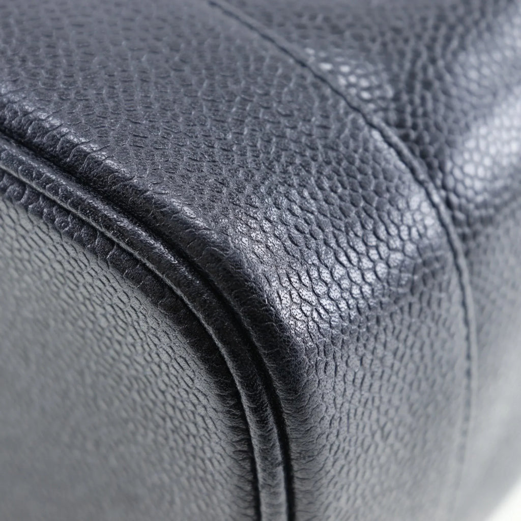 Pre-Owned CHANEL Vanity Handbag Coco Mark Matte Caviar Skin Made in France Black Zipper Ladies (Good)