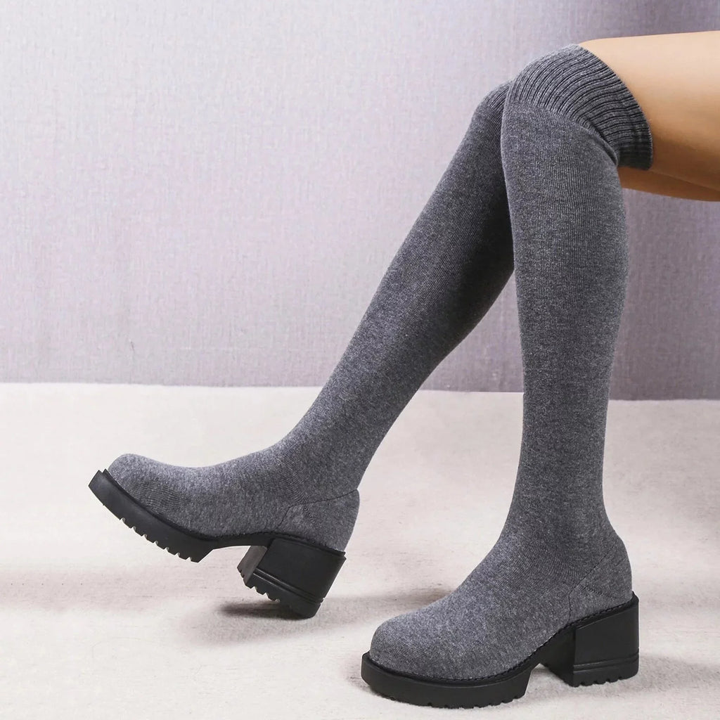 PMUYBHF Pull on Work Boots Women Minimalist Heeled Sock Boots Long Boots Ladies Knee Length Boots Latch Winter Boots for Women Waterproof Snow Size 11