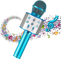 Karaoke Microphone Wireless Bluetooth 5 in 1 Portable Handheld Microphone Speaker Mic Player Machine Gifts for Adults Kids Boys Girls Home KTV Party Birthday Blue