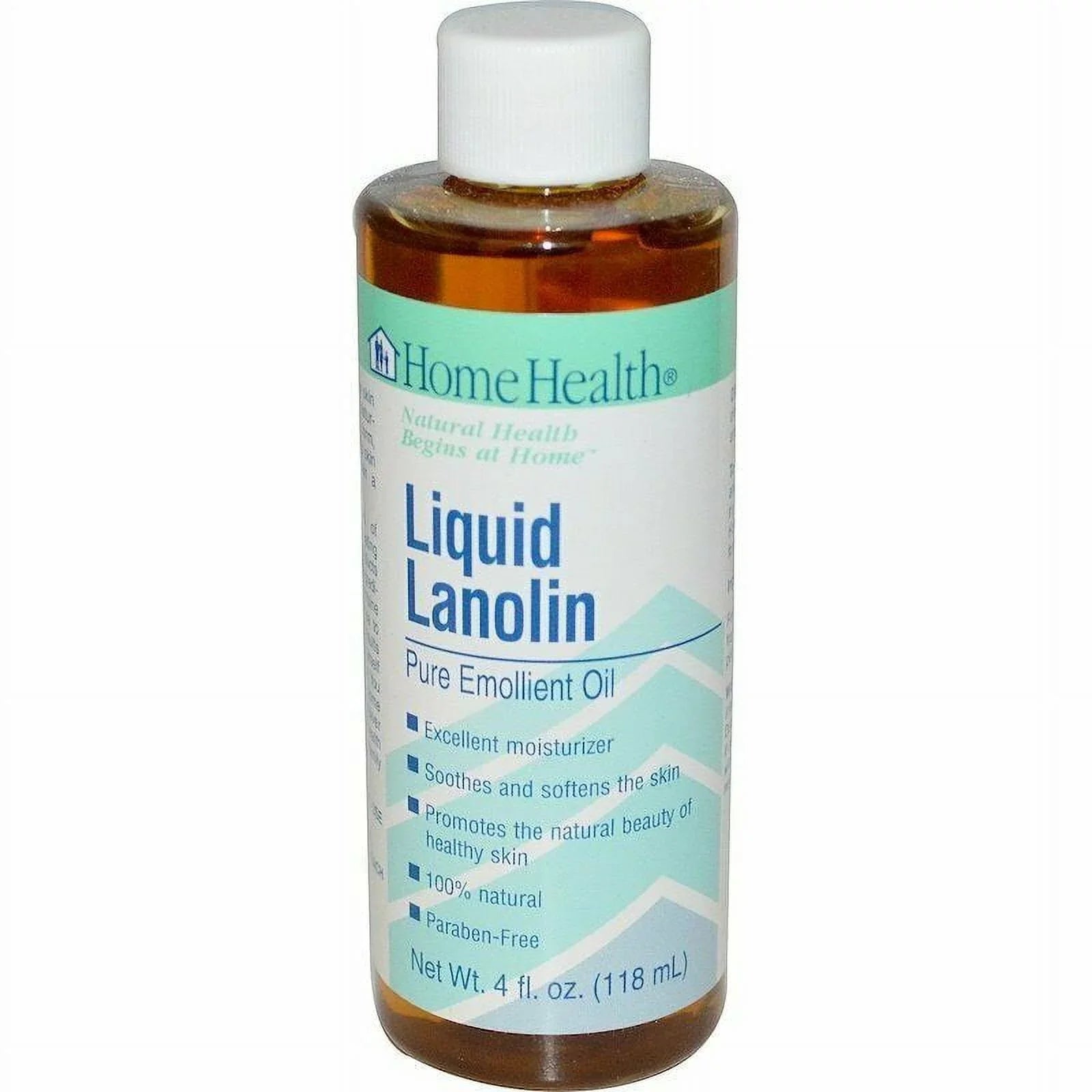 Home Health Liquid Lanolin Pure Emollient Oil, Moisturize Skin, 4oz, 2-Pack
