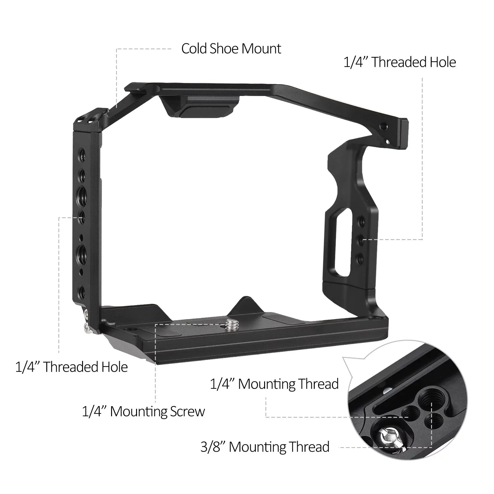 Dcenta Camera Cage Fitting with Panasonic GH6 Aluminum Alloy Construction with Cold Shoe Mount and Extensive Threaded Holes