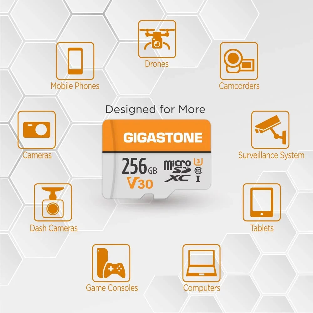 Gigastone 256GB Micro SD Card, 4K Video Pro, MicroSDXC Memory Card for Nintendo-Switch, Wyze, GoPro, Dash Cam, Security Camera, 4K Video Recording, UHS-I A1 U3 V30 C10, up to 100MB/s, with Adapter