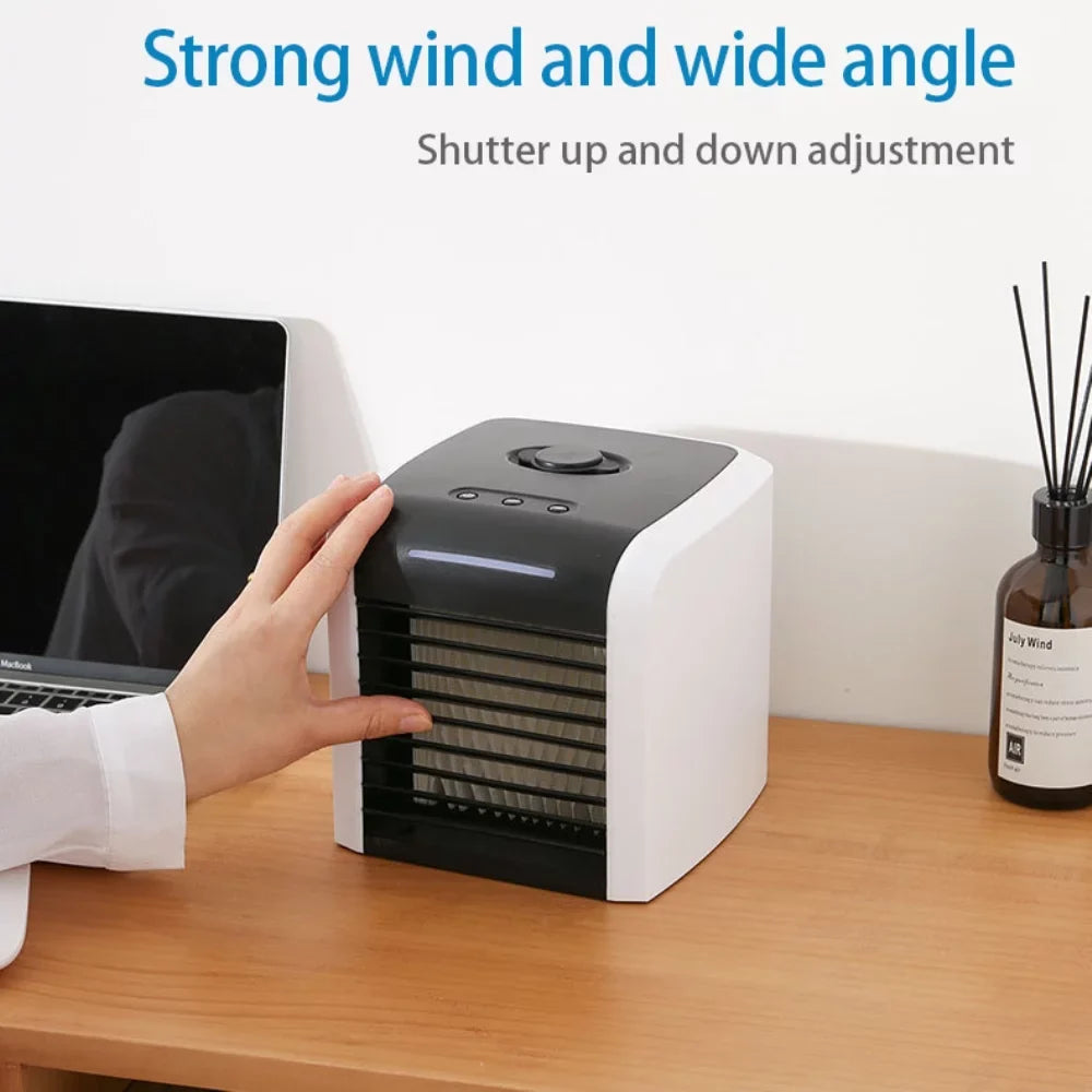 Portable Air Conditioner, Mini Evaporative Air Cooler, Personal Rechargeable USB Fan, Quiet Desk Fan with 2 Speeds for Home Room Office