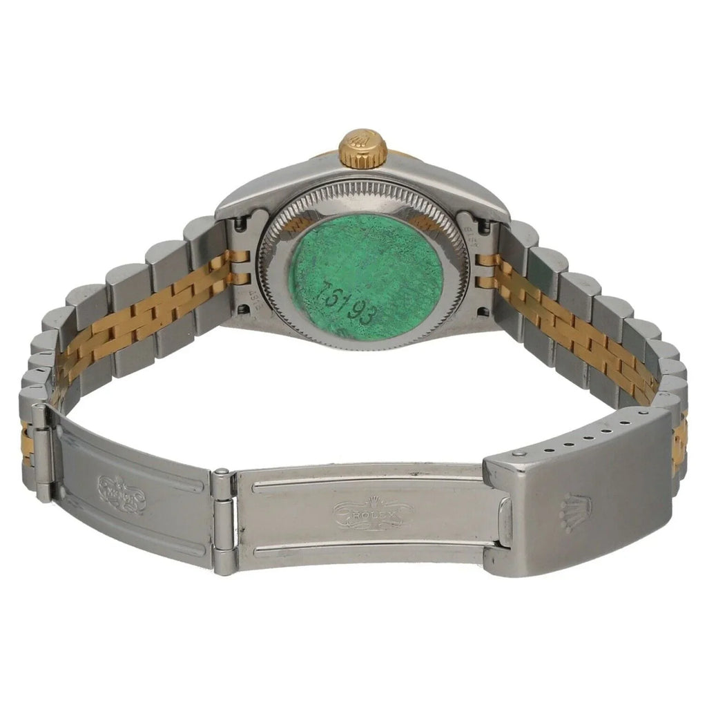 Rolex 76193 Oyster Perpetual 18k Yellow Gold Steel Silver Dial Ladies Watch 2005
