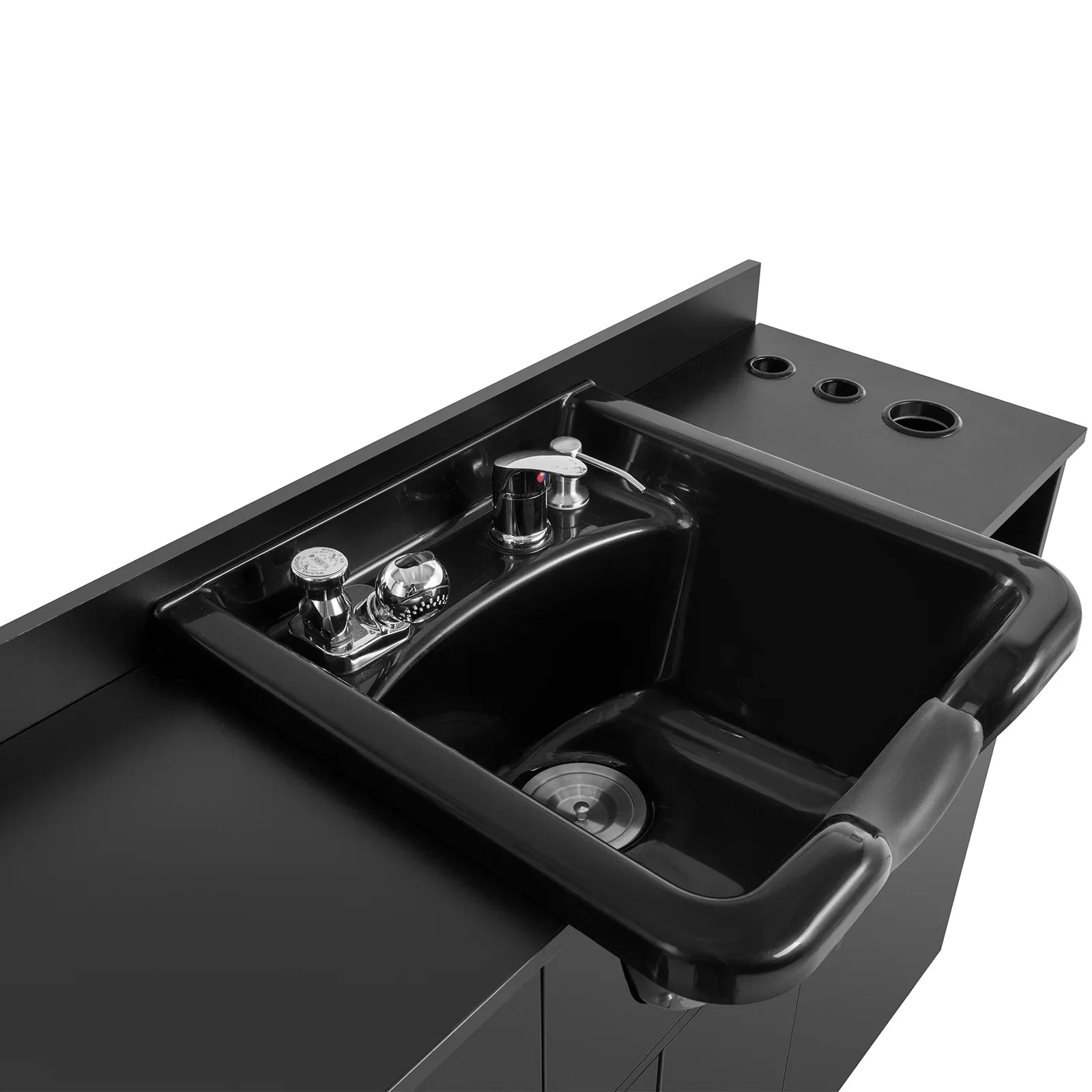 Artist hand Backwash Sink Shampoo Station Hair Salon Beauty with USB,Hair Dryer Holes,P Trap,Drawer(Black)