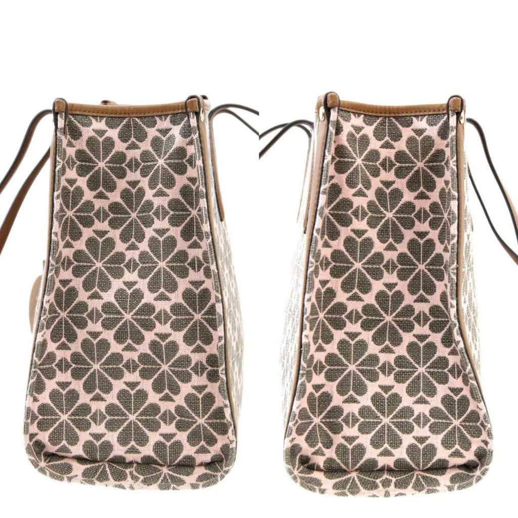 Pre-Owned Kate Spade spade flower collection tote bag shoulder jacquard leather pink x brown women's KS (Good)