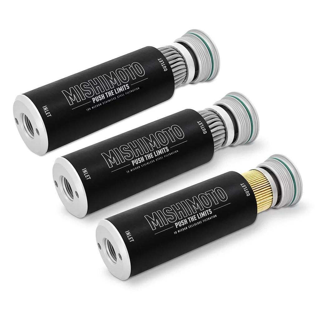 Mishimoto High-Performance -10AN Fuel Filter, Slim, 10-Micron Cellulose Insert