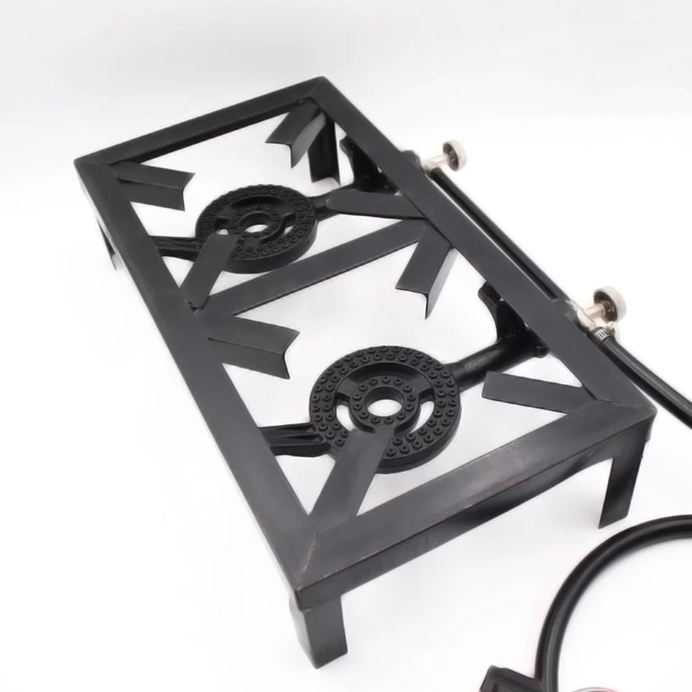 Anself Propane Gas Double Cast Iron Stove for Patio Camping BBQ Cooking (Standard), Resilient and Reliable Furnace for Cooking Needs