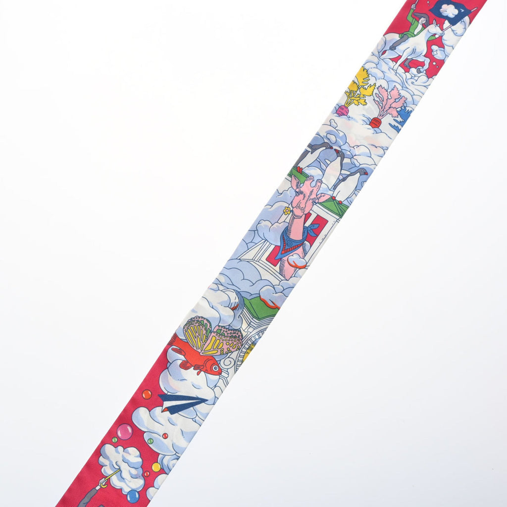 Pre-Owned HERMES Twilly SUR MON NUAGE Pink/Multicolor 063900S Women's 100% Silk Scarf Muffler (Good)