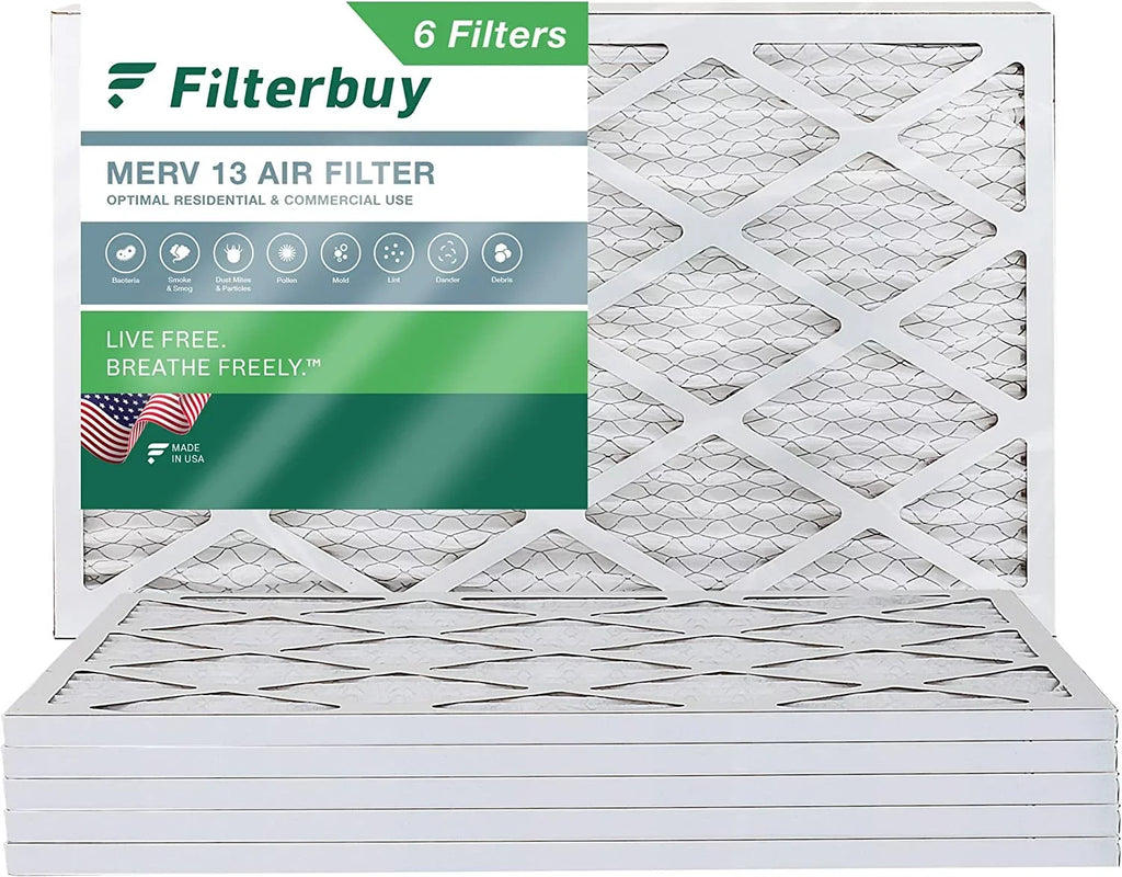 Filterbuy 10x25x1 MERV 13 Pleated HVAC AC Furnace Air Filters (6-Pack)