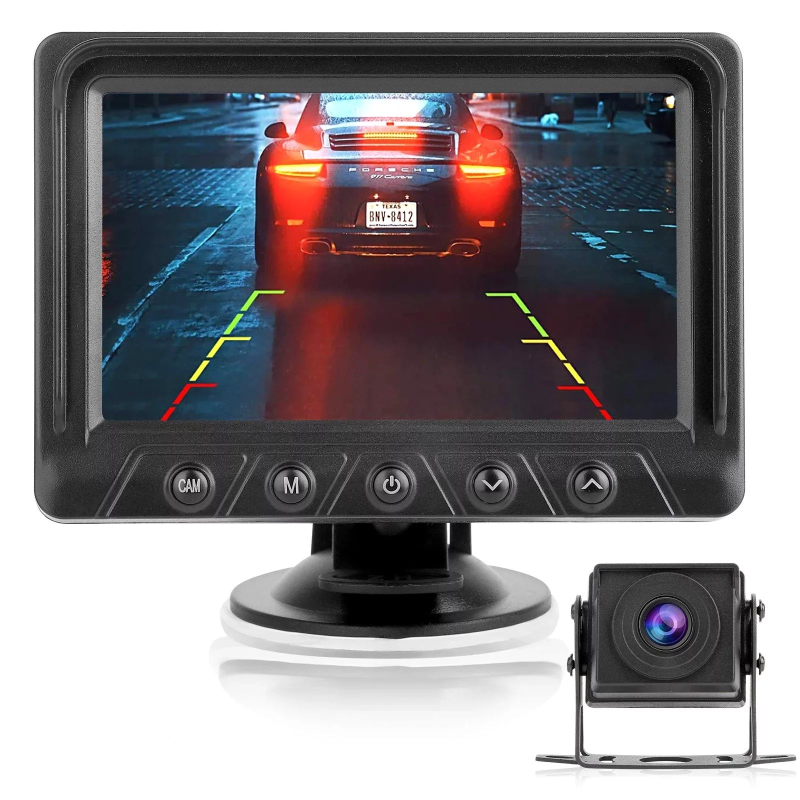Backup Camera Monitor Kit, TSV 1080P Rear View Monitor Reverse Camera Kit with Night Vision, Waterproof