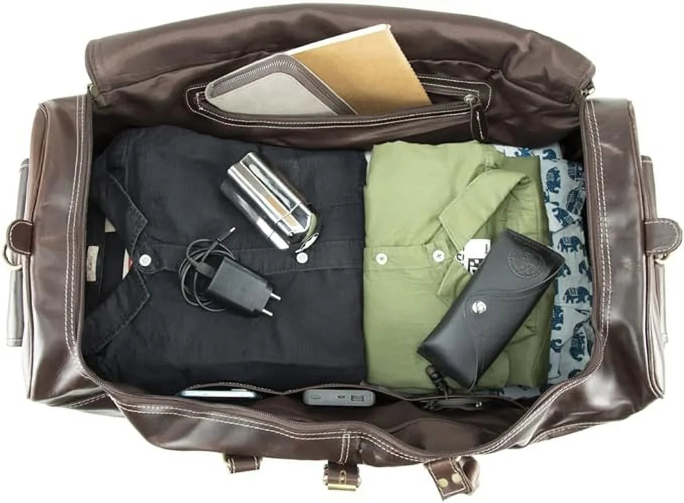 Hulsh Buffalo Leather Duffle Bag for Men 24 inches Top Grain Leather Travel Bag Overnight Weekender Holdall Bag Vintage Classic Style Sports Gym Bag