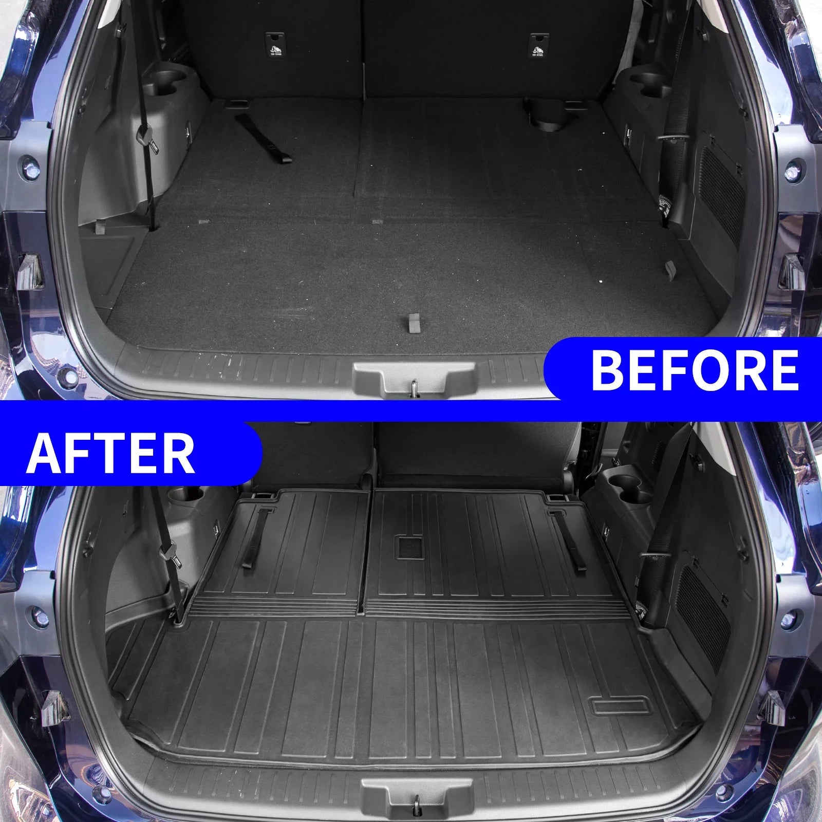 Cargo Mat Fitting with 2020-2024 Toyota Highlander Trunk Mat Cargo Liner TPE Back Seat Wrap Protector 2022 7 Seats Highlander Accessories (2020-2023, Trunk Mat with Backrest Mat)