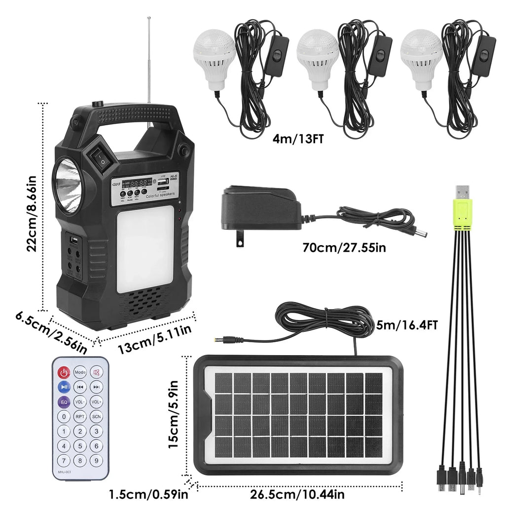 iMounTEK Portable Solar Powered Station Rechargeable Dual Way to Charge Power Station Generator Panel Power Bank with 3 LED Bulbs Flashlight for Outdoor Hiking Camping