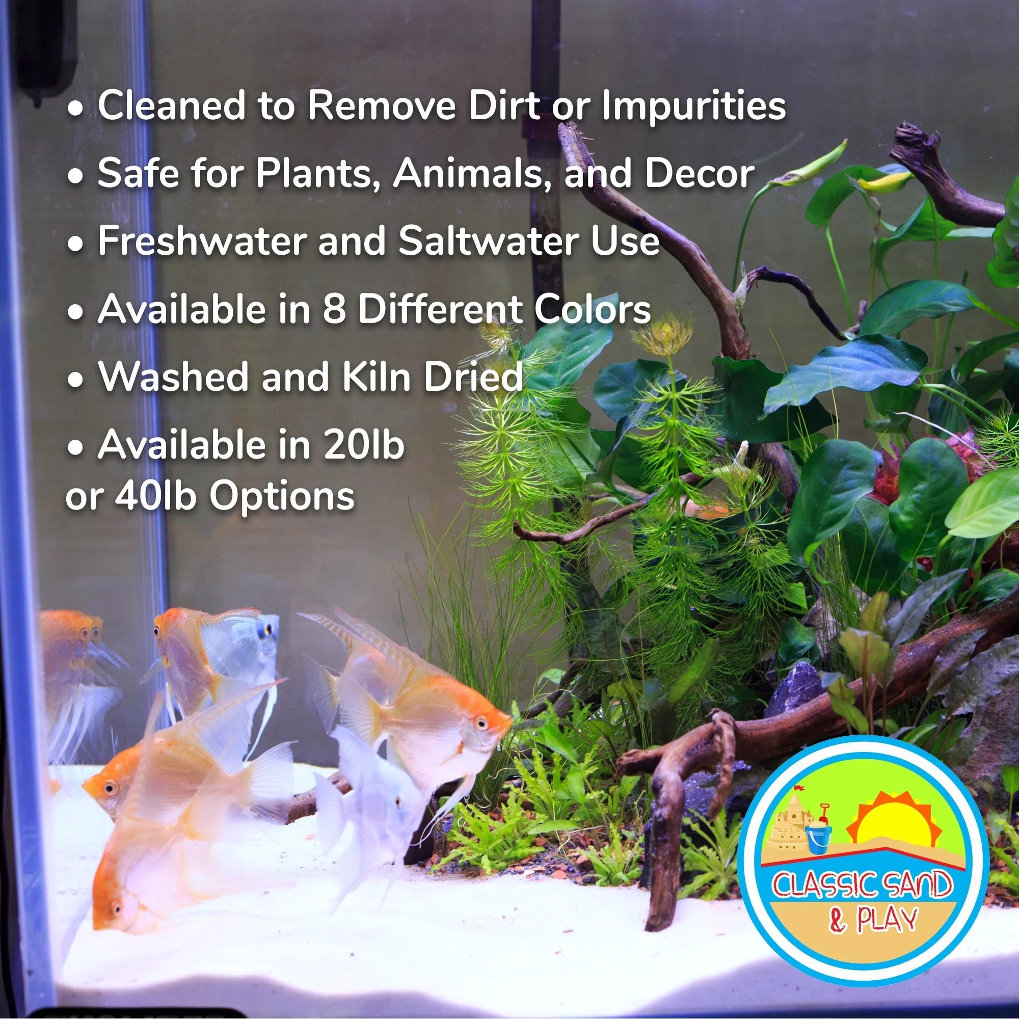 CLASSIC SAND & PLAY Natural Aquarium Sand for Freshwater and Saltwater Tanks, 40 lb. Yellow