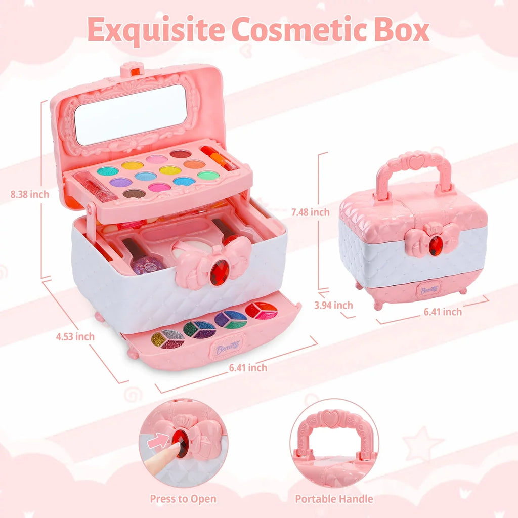 Kids Makeup Kit for Girl 42 Pcs Washable Toddler Makeup Kit, Girl Toys Real Cosmetic Little Girls Makeup Set, Safe & Non-Toxic Frozen Makeup Set for 3-12 Year Old Kids Birthday Gift (Pink)