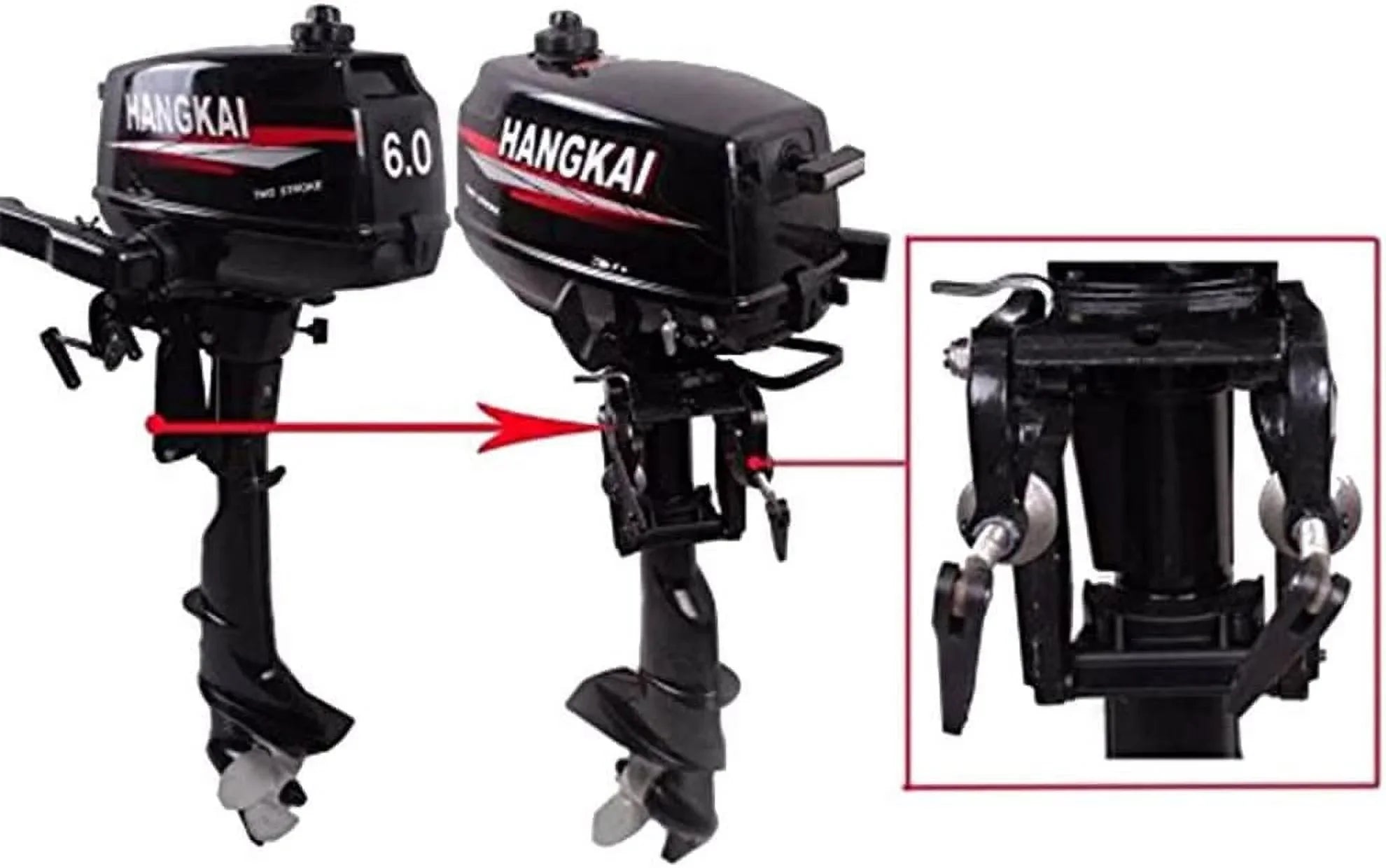 MONIPA 6 HP 2-Stroke Outboard Motor Tiller Shaft Inflatable Fishing Watercraft Marine Engine Water Cooling CDI System