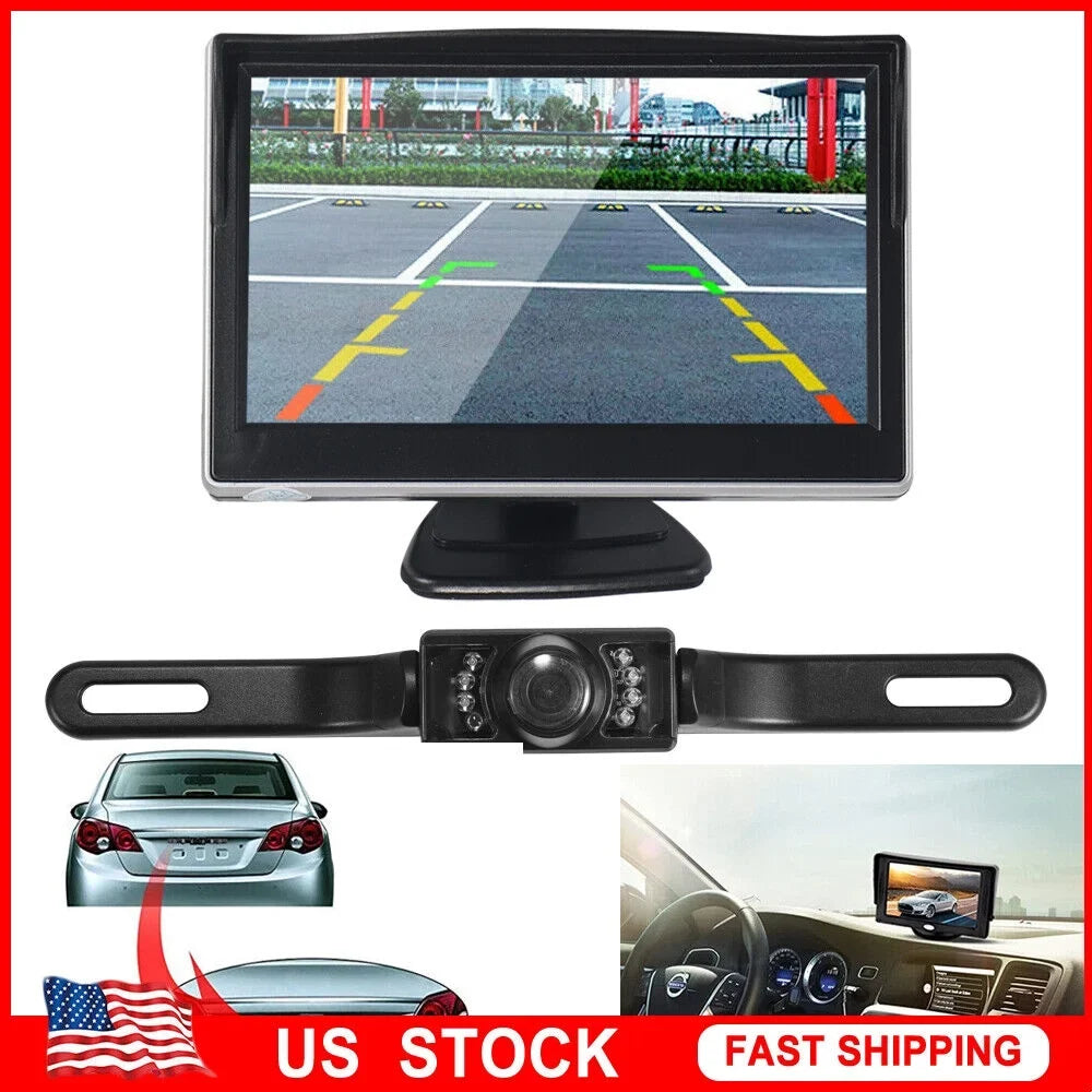 Paddsun Car Night Vision Backup Camera Kit 5" Wireless Monitor HD Rear View Waterproof