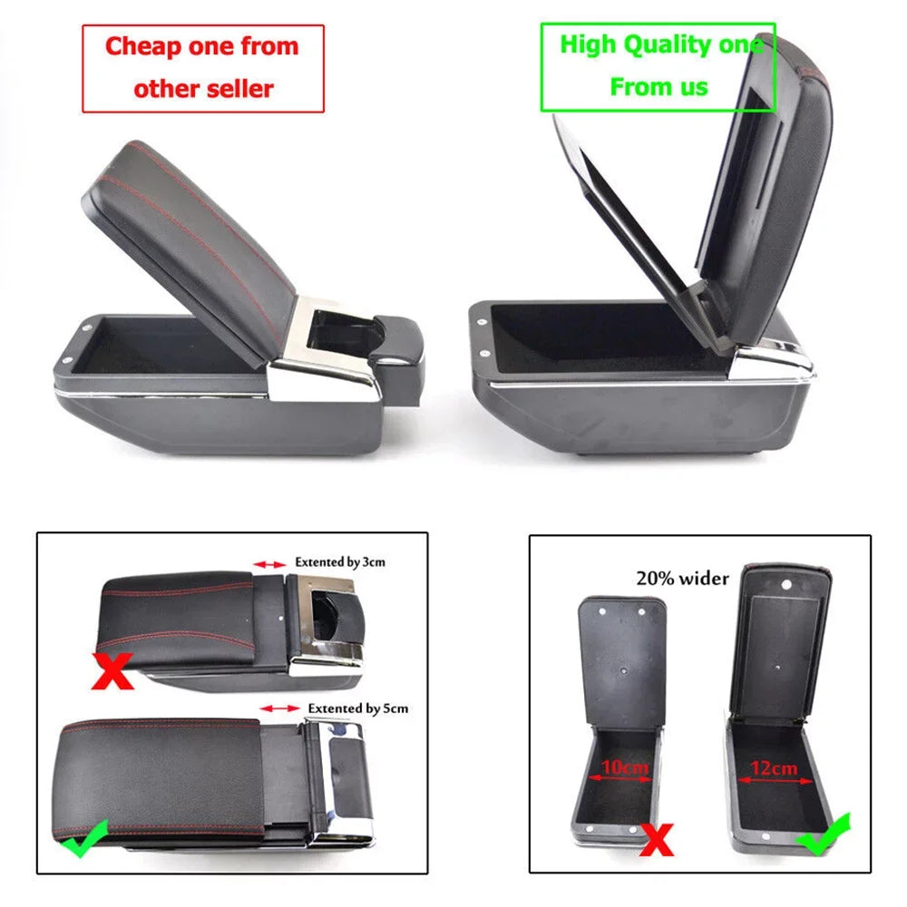 Dual-layer Car Arm Rest Center Console Armrest Box Tray For Honda Fit Jazz 2009-2013