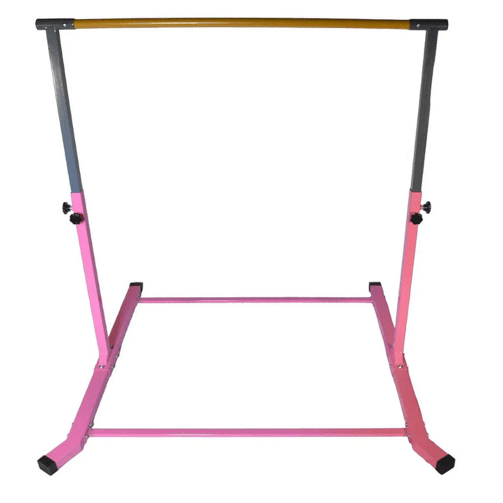 5 Star-TD Pink Gymnastic Kip Bar for Kids, Adjustable 3-5 FT, Heavy-Duty Home Gym Training Equipment