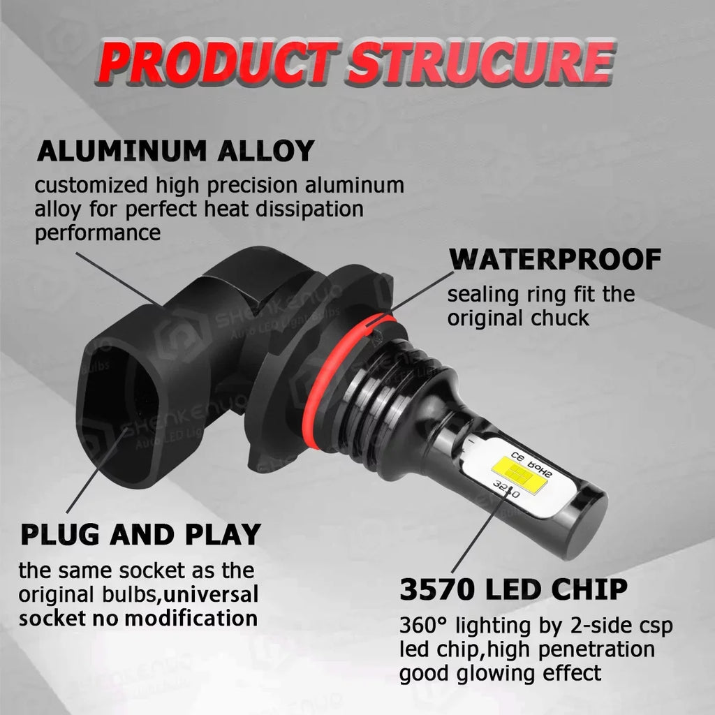 For Honda Civic 2016-2020 LED Headlight Bulbs 9005 H11 High/Low Beam H11 H8 Fog Light 6000k 6Pcs