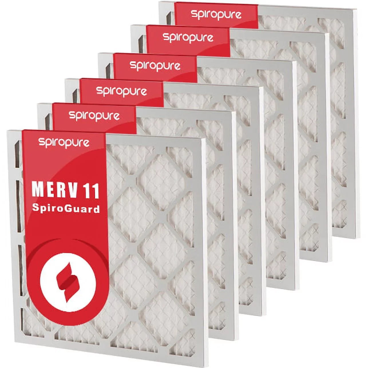 SpiroPure 7.75x13.75x1 MERV 11 Pleated Filter Air Filters - Made in USA (6 Pack)