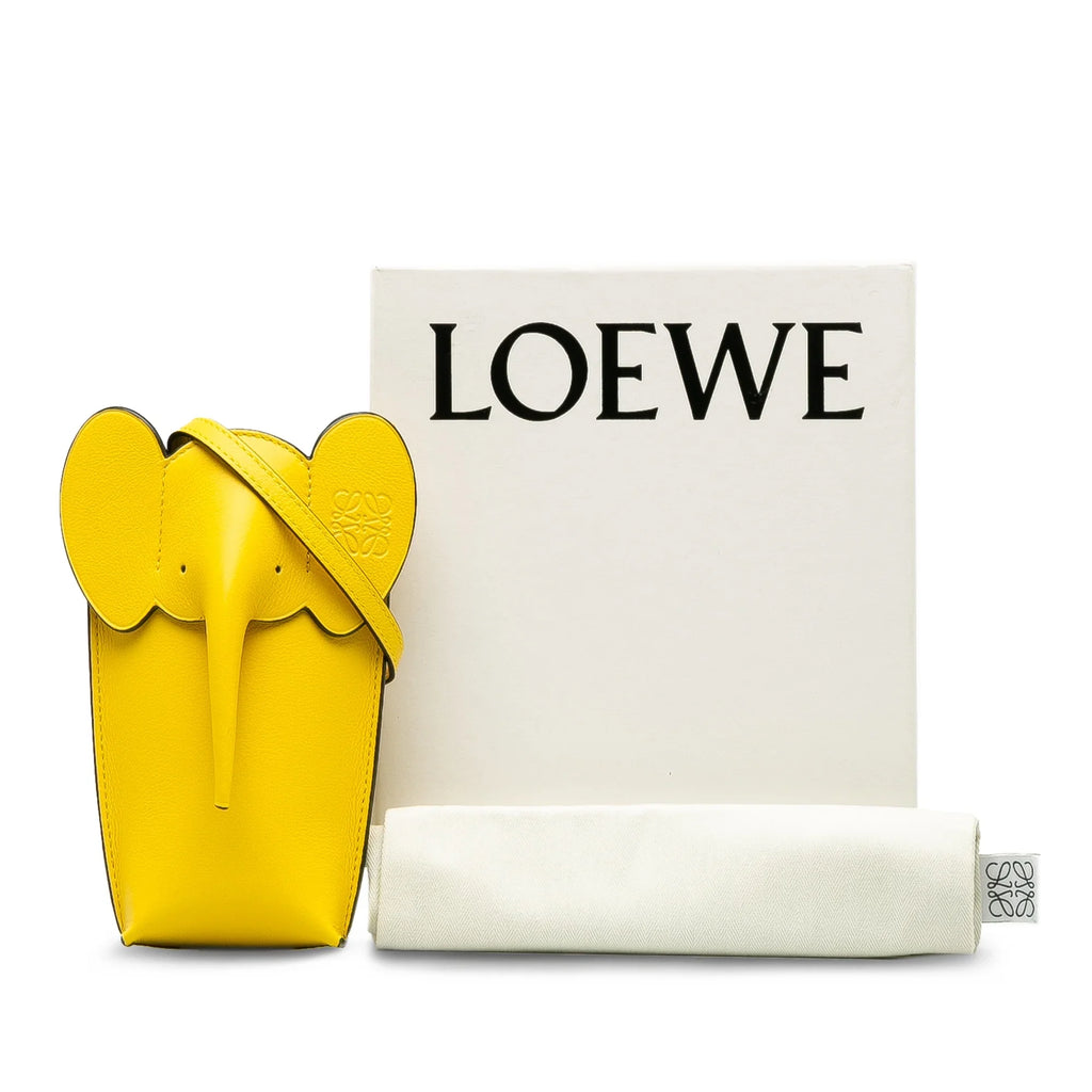 Pre-Owned Authenticated LOEWE Elephant Pocket Crossbody Bag Calf Leather Yellow Unisex (Good)