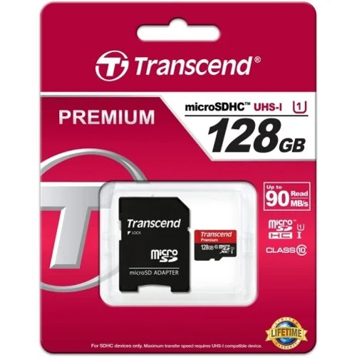 128GB Memory Card with Zipper Case (Not a phone case) - Transcend High Speed MicroSD Class 10 MicroSDXC Suitable for TCL Signa, 10L, 20 SE, 10 5G UW, Pro 5G - UniHertz Titan - N8P