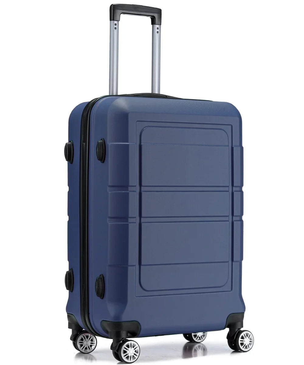 GOWELL Luggage Sets Expandable PC+ABS Resilient Suitcase Double Wheels TSA Lock Blue