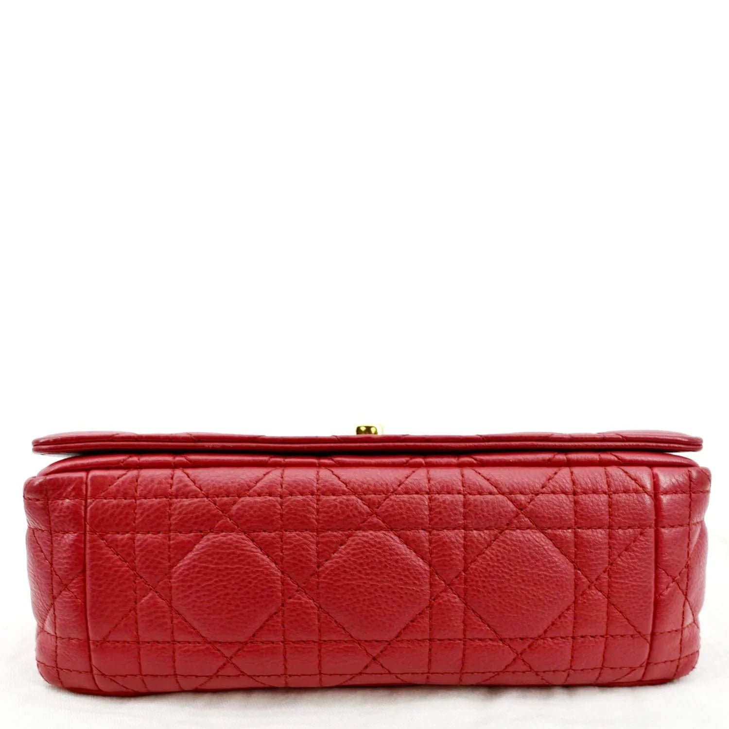 Pre-owned CHRISTIAN DIOR Caro Cannage Calfskin Leather Shoulder Bag Red