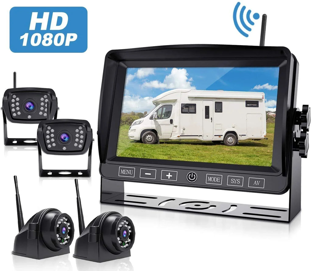 Xroose Wireless Backup Camera Car Rear View Parking System HD 1080P 7" Monitor 3.0 Night Vision for RV Camper Motohome Tralier Truck Van FW04