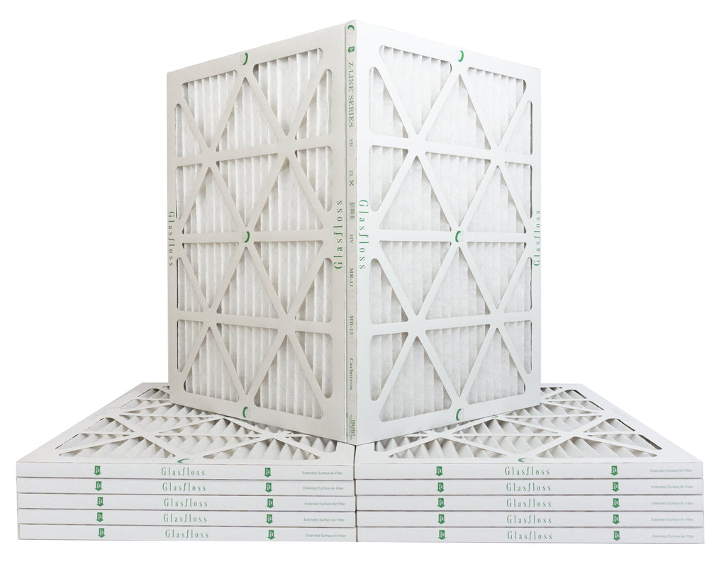 Glasfloss 18x25x1 - MERV 10 -Qty:12 - Furnace Air Filter - Made in USA (Actual Size: 17.5 x 24.5x7/8 inch)