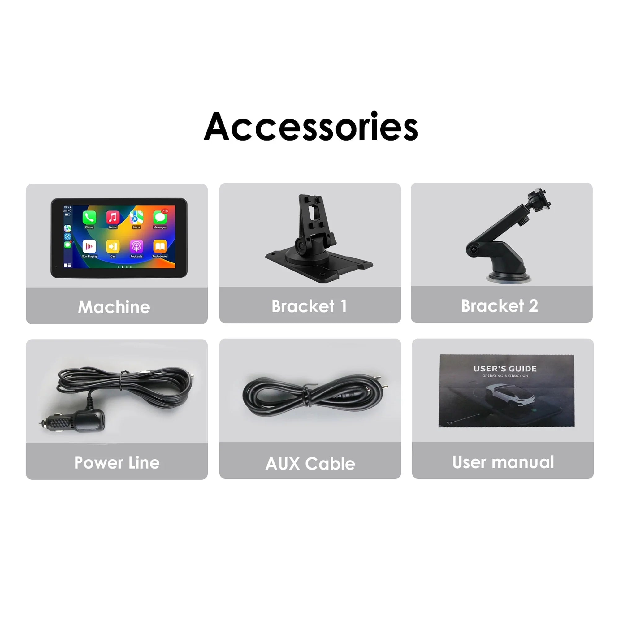 Bluetooth Apple Carplay 7" Touchscreen Portable Car Radio Stereo Head Unit 360° Adjustable Mirror Link Android Auto GPS Navigation Player With Backup Camera
