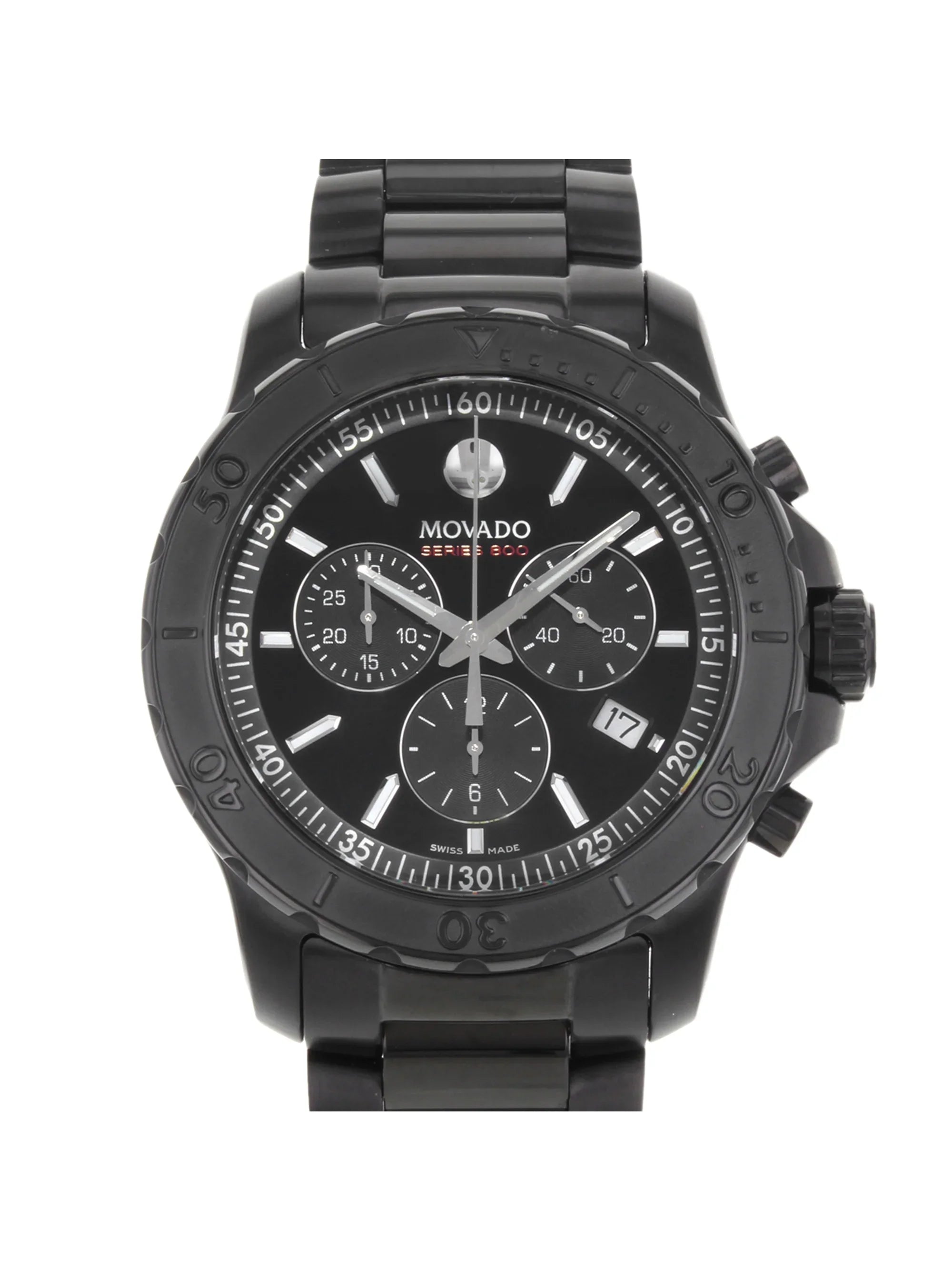Pre-Owned Movado Series 800 Black PVD Coated Steel Quartz Watch 2600119 (Good)