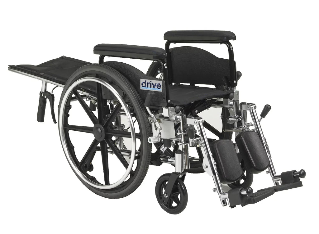 Drive Medical Viper Plus GT Full Reclining Wheelchair, Detachable Full Arms, 16" Seat