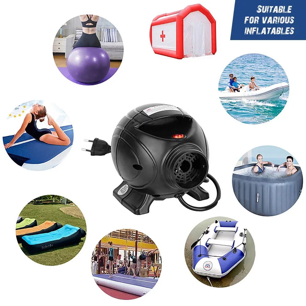 Anself Portable 800W Electric Air Pump Inflator Deflator with 3 Nozzles for Inflatables Air Bed Float Pool