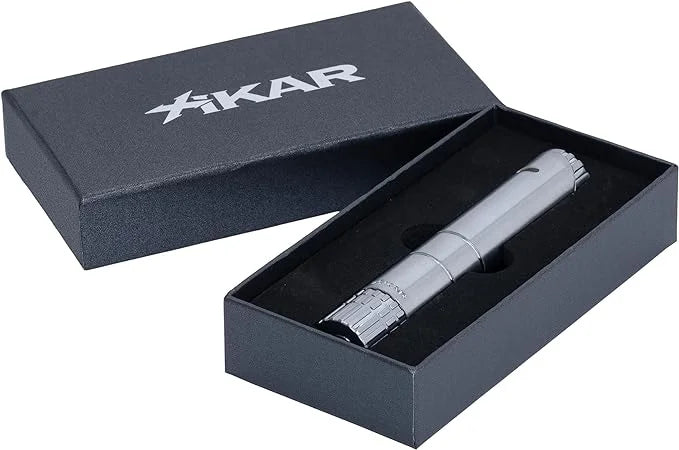 Xikar Turrim Cigar Lighter, Single Jet Flame, Piezo Ignition, Silver