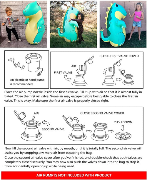 (Inflatable Dudes) Green Stegosaurus Dinosaur 47 inches -Kids Punching Bag |Filled with Sand