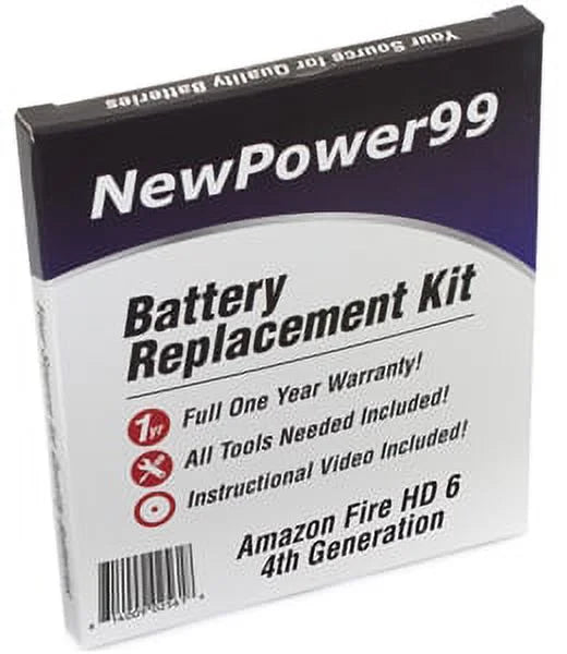 Amazon Fire HD 6 4th Generation Battery Replacement Kit with Tools, Video Instructions, Extended Life Battery and Full One Year Warranty