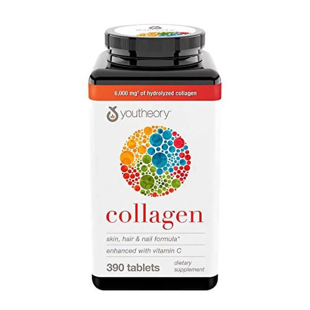 Youtheory Collagen Advanced Formula, Skin, Hair & Nails w/ Vitamin C 390 Tablets