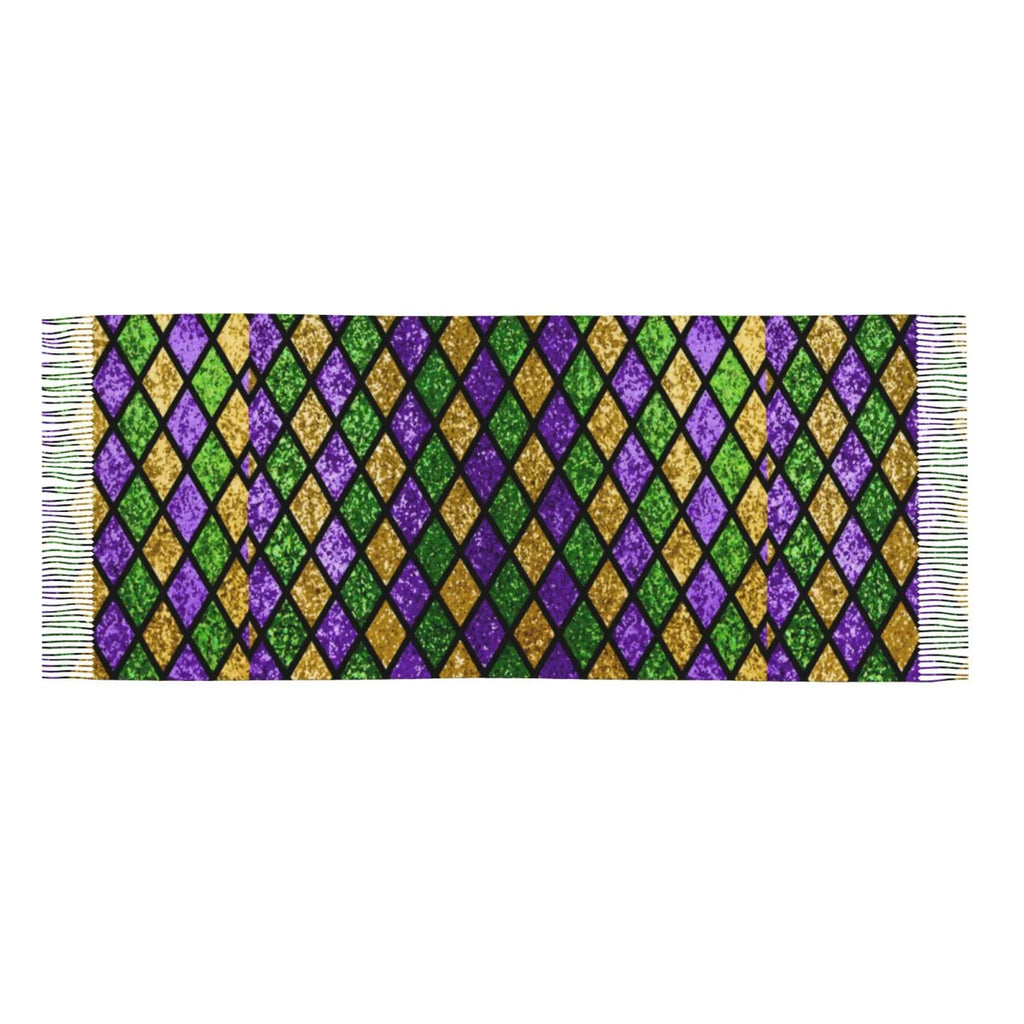 Bingfone Soft Cashmere Feel Scarf For Women Elegant Art Print Winter Warm Scarves Large Shawl Wrap Gifts- Mardi Gras Shiny Green Purple