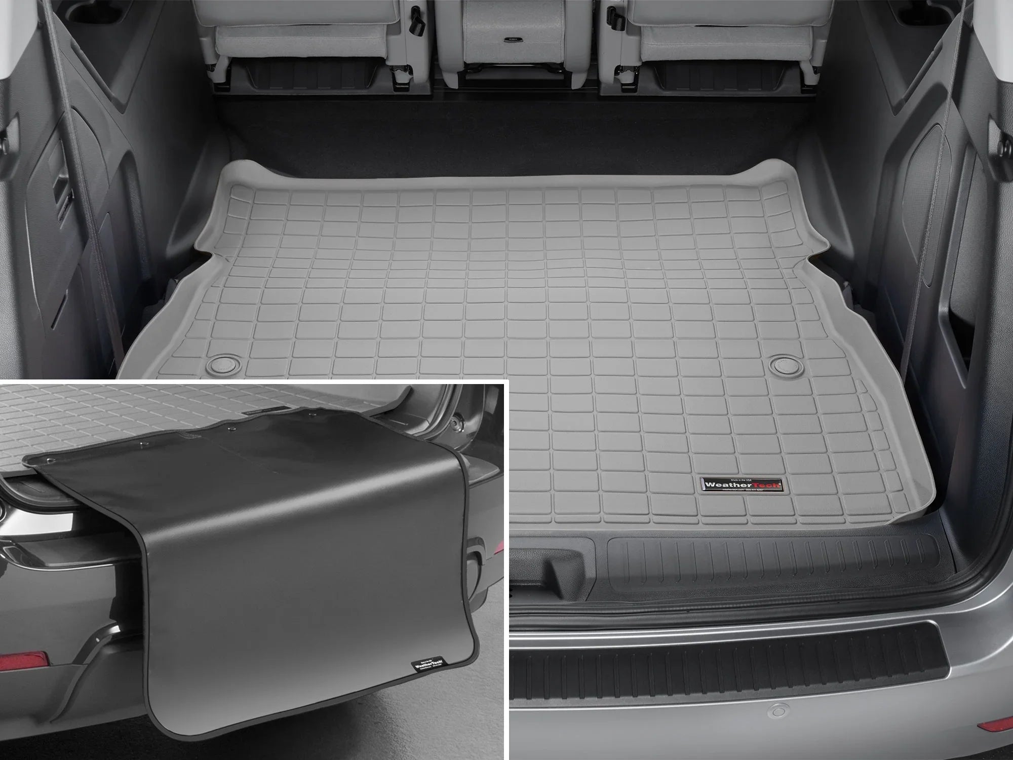 Condition Cargo Trunk Liner with Bumper Protector Suitable with 2018-2024 Honda Odyssey - Behind 2nd Row Seating With Bumper Protector, Grey