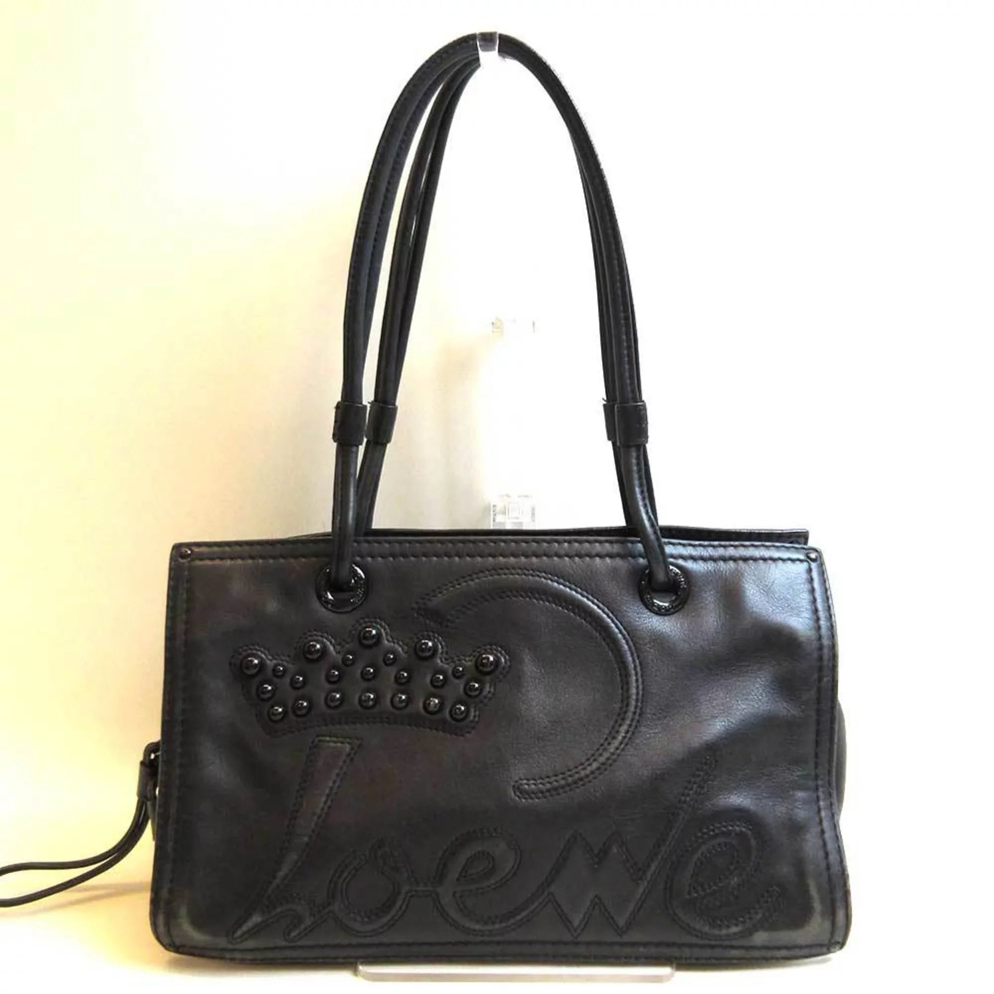 Pre-Owned Loewe Bag Shopper Tote Black Semi-shoulder Women's Leather (Good)