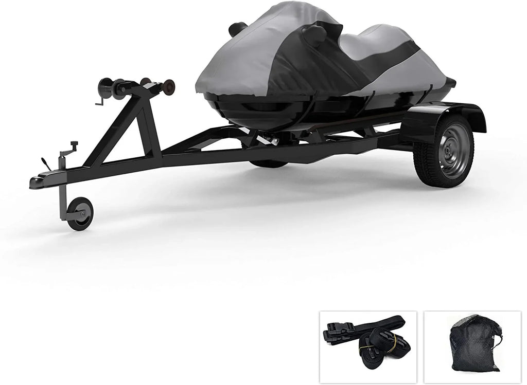 Custom Fit Condition Jet Ski Wrap Full for Yamaha Waverunner FX Cruiser/HO/SHO/FX HO 2007-2008 - Gray/Black - Trailerable - All Environment - Rain & Sun - Free Trailer Straps & Bag