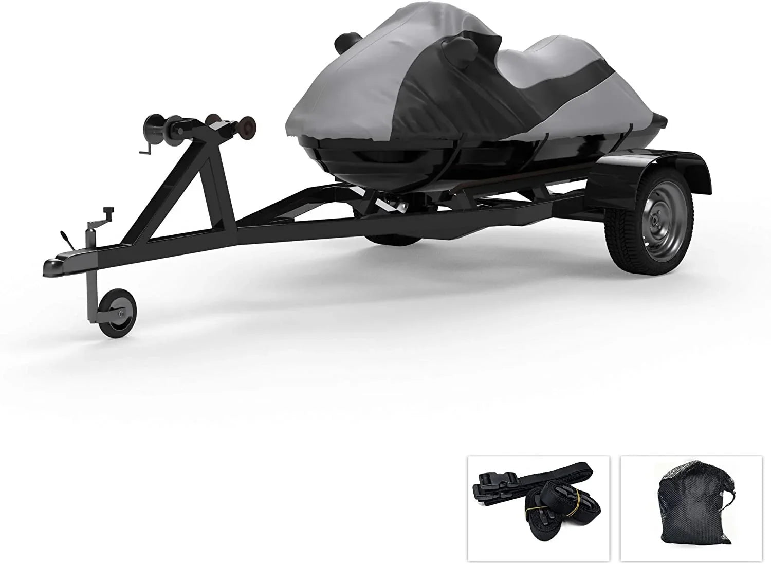 Custom Fit Condition Jet Ski Wrap Full for Yamaha Waverunner FX Cruiser/HO/SHO/FX HO 2007-2008 - Gray/Black - Trailerable - All Environment - Rain & Sun - Free Trailer Straps & Bag