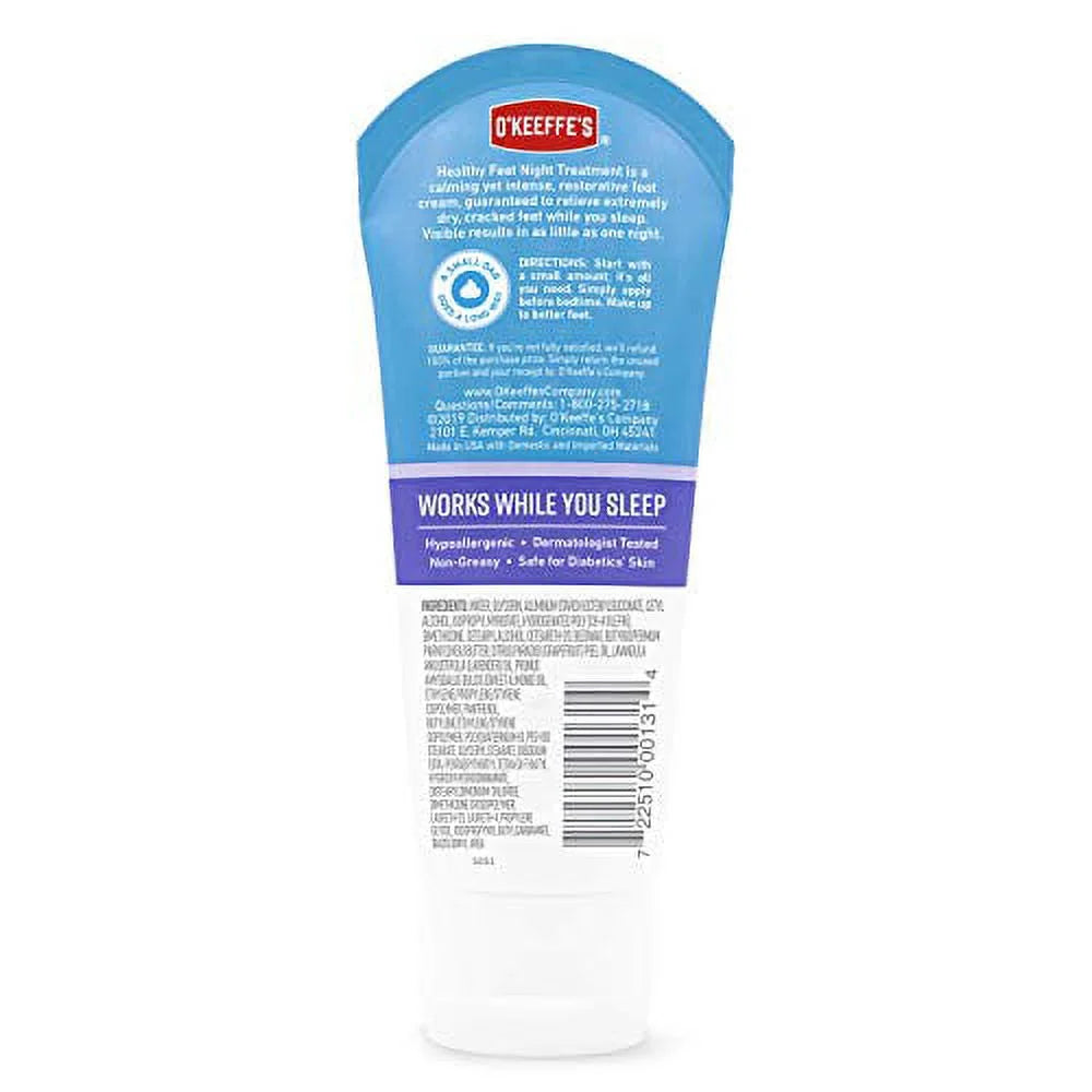 O'Keeffe's Healthy Feet Night Treatment Foot Cream, 3 Ounce Tube, (Pack of 2)