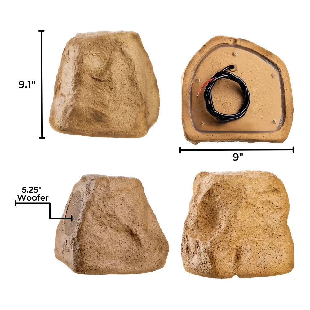 OSD Audio 5.25 inch 120W Bluetooth Outdoor Rock Speaker – Climate Durable Sandstone Canyon Brown